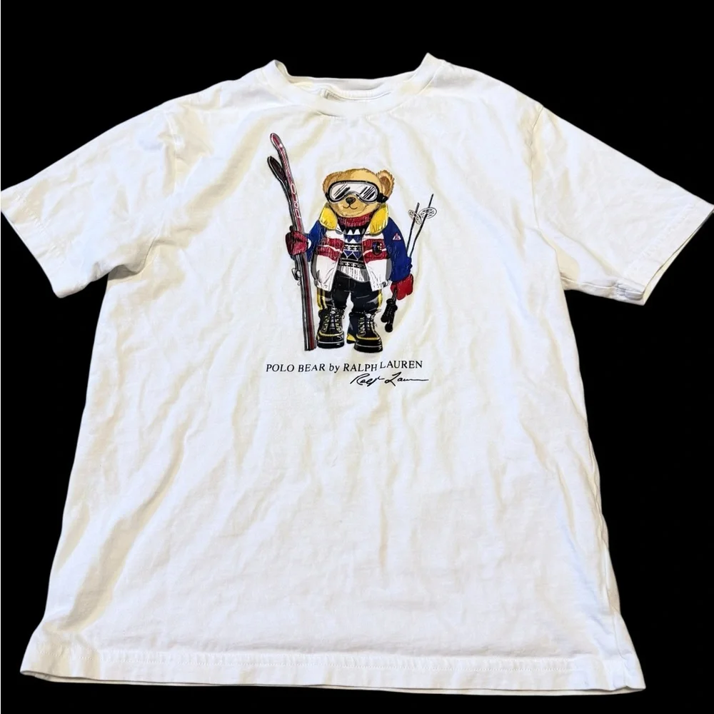 💙Ralph Lauren White Polo Bear Ski T-Shirt